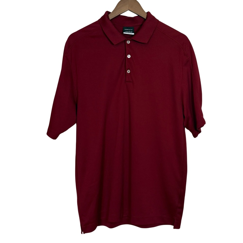 Nike Golf Polo Shirt Mens Large Maroon Burgundy Nike Fit Dry Short Sleeve